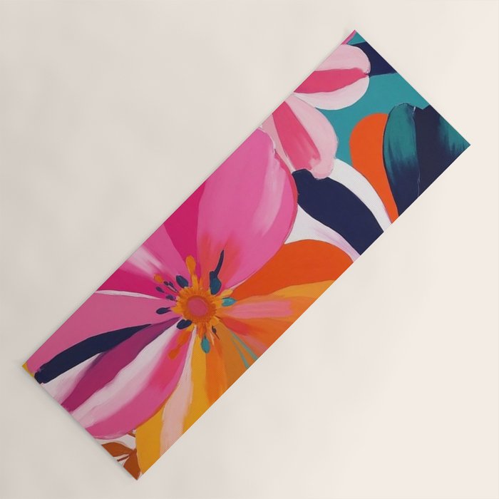Colorful Flowers Multicolor Floral Yoga Mat Gallery Image 1