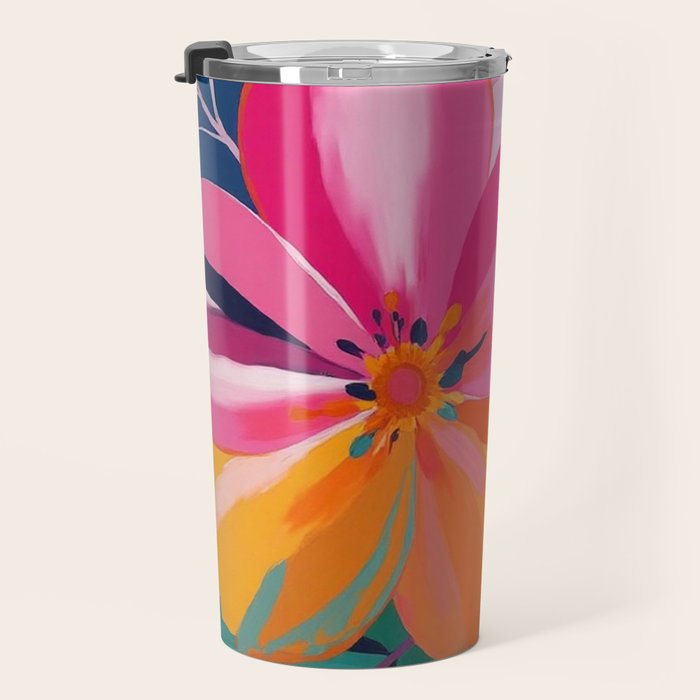 Colorful Flowers Multicolor Floral Travel Mug Gallery Image 3