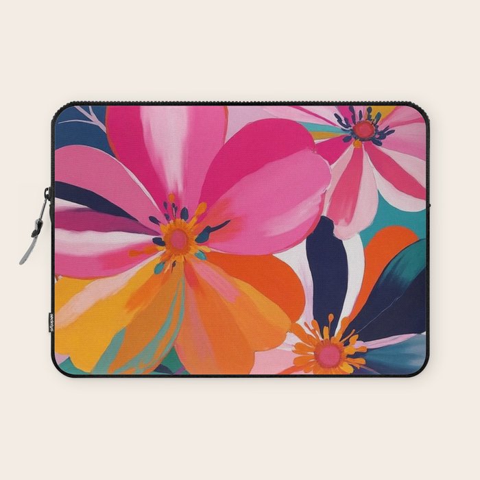 Colorful Flowers Multicolor Floral Laptop Sleeve Gallery Image 1