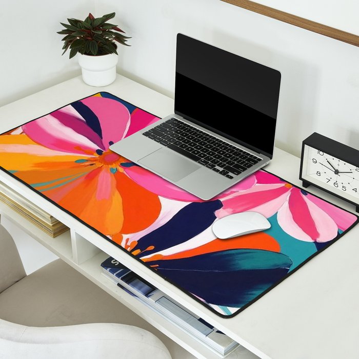 Colorful Flowers Multicolor Floral Desk Mat Gallery Image 2