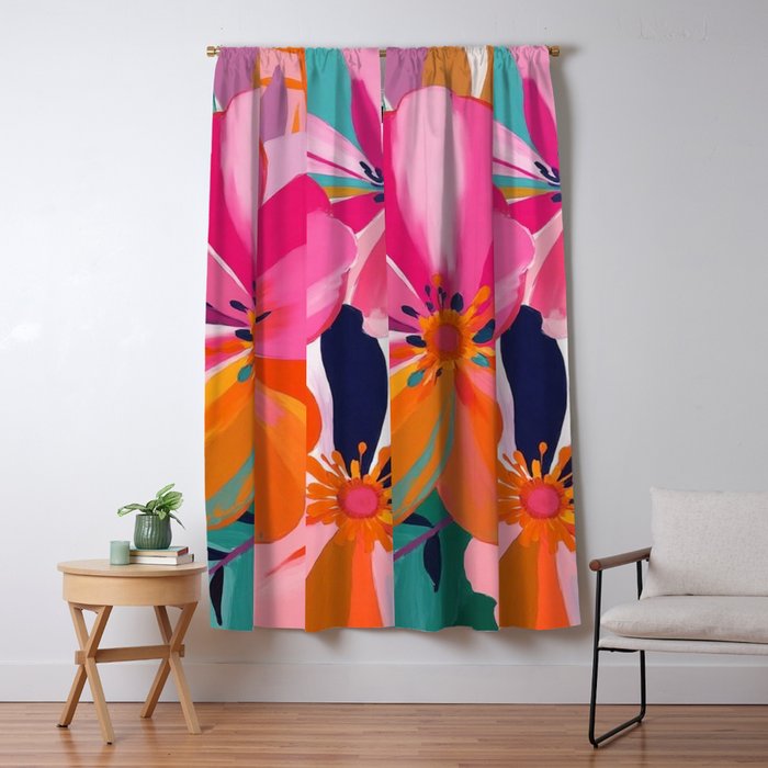 Colorful Flowers Multicolor Floral Window Curtain Gallery Image 5