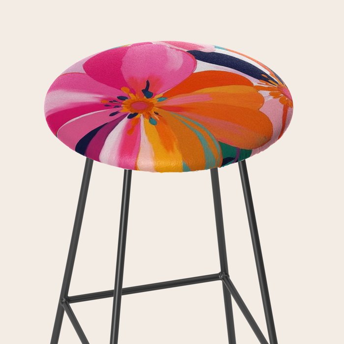 Colorful Flowers Multicolor Floral Stool Gallery Image 2