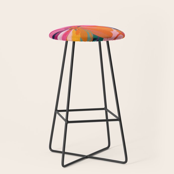 Colorful Flowers Multicolor Floral Stool Gallery Image 1