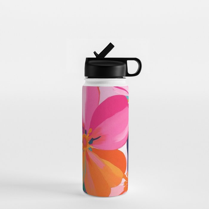 Colorful Flowers Multicolor Floral Water Bottle Gallery Image 1
