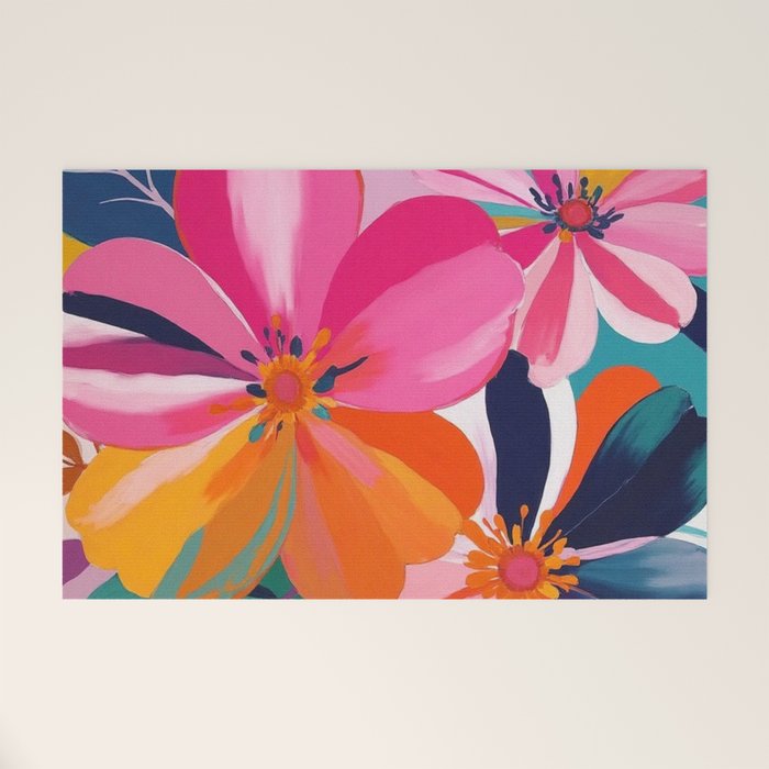 Colorful Flowers Multicolor Floral Welcome Mat Gallery Image 1