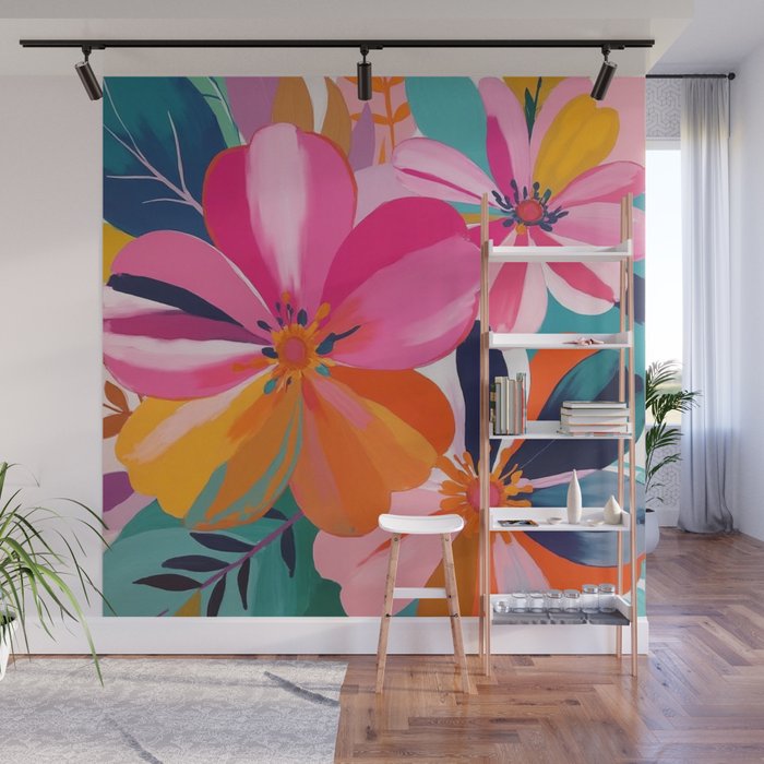 Colorful Flowers Multicolor Floral Wall Mural Gallery Image 1