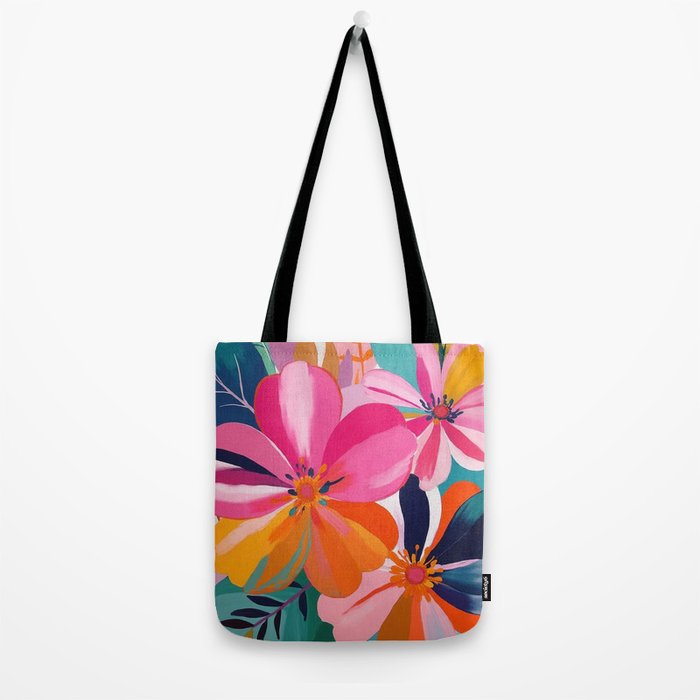 Colorful Flowers Multicolor Floral Tote Bag Gallery Image 2
