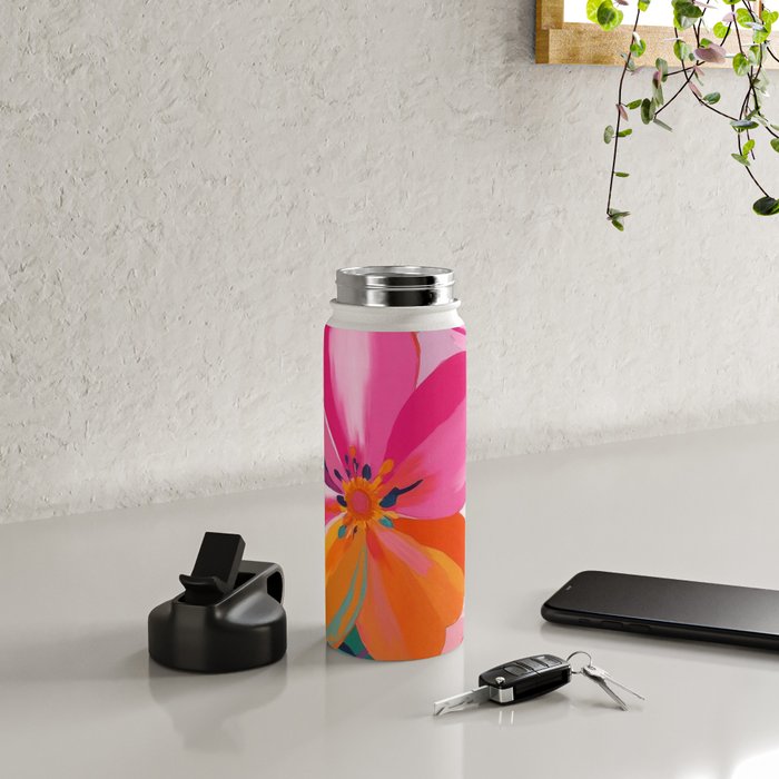 Colorful Flowers Multicolor Floral Water Bottle Gallery Image 4