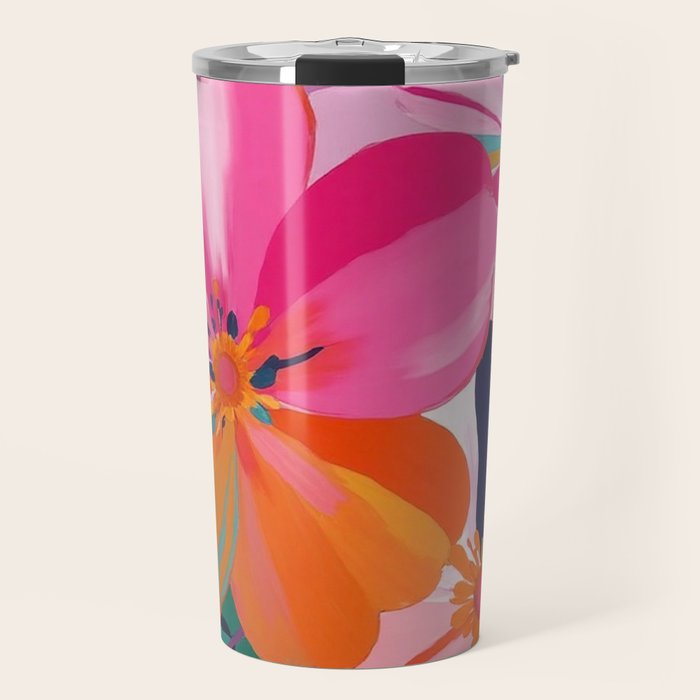 Colorful Flowers Multicolor Floral Travel Mug Gallery Image 1