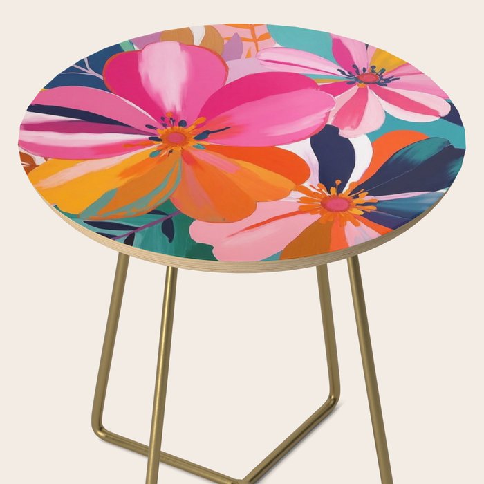 Colorful Flowers Multicolor Floral Side Table Gallery Image 2