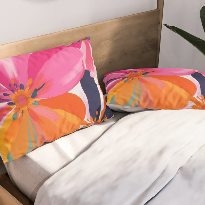 Colorful Flowers Multicolor Floral Pillow Sham Gallery Image 2
