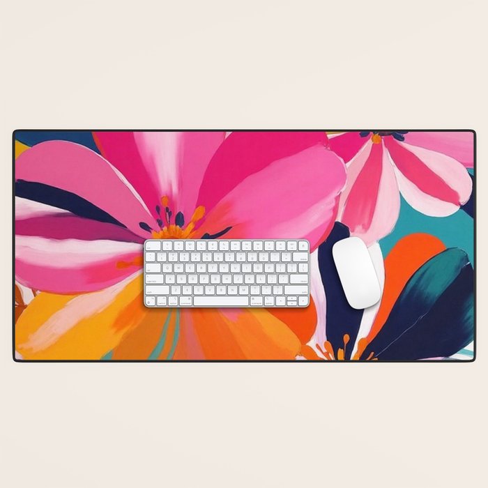 Colorful Flowers Multicolor Floral Desk Mat Gallery Image 1