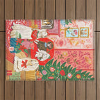Dogs in cosy living room in bright colours Outdoor Rug Gallery Image 1