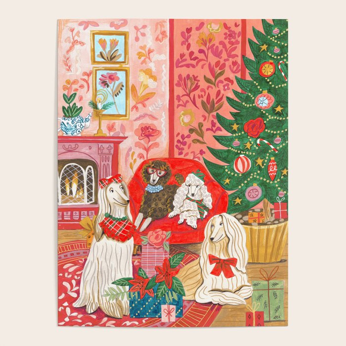 Dogs in cosy living room in bright colours Poster Gallery Image 1