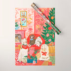 Dogs in cosy living room in bright colours Wrapping Paper Gallery Image 1