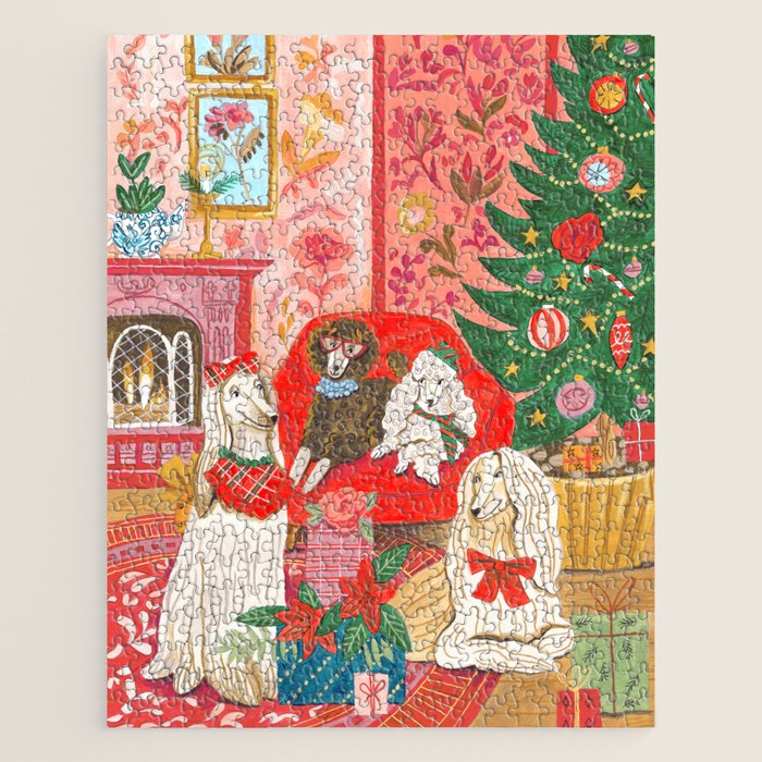 Dogs in cosy living room in bright colours Jigsaw Puzzle Gallery Image 1