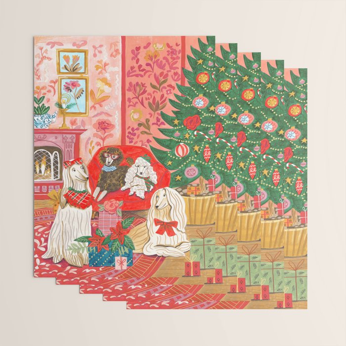 Dogs in cosy living room in bright colours Wrapping Paper Gallery Image 3