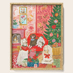 Dogs in cosy living room in bright colours Serving Tray Gallery Image 1