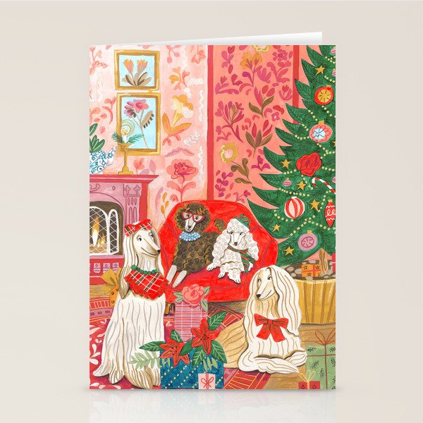 Dogs in cosy living room in bright colours Stationery Card Gallery Image 2