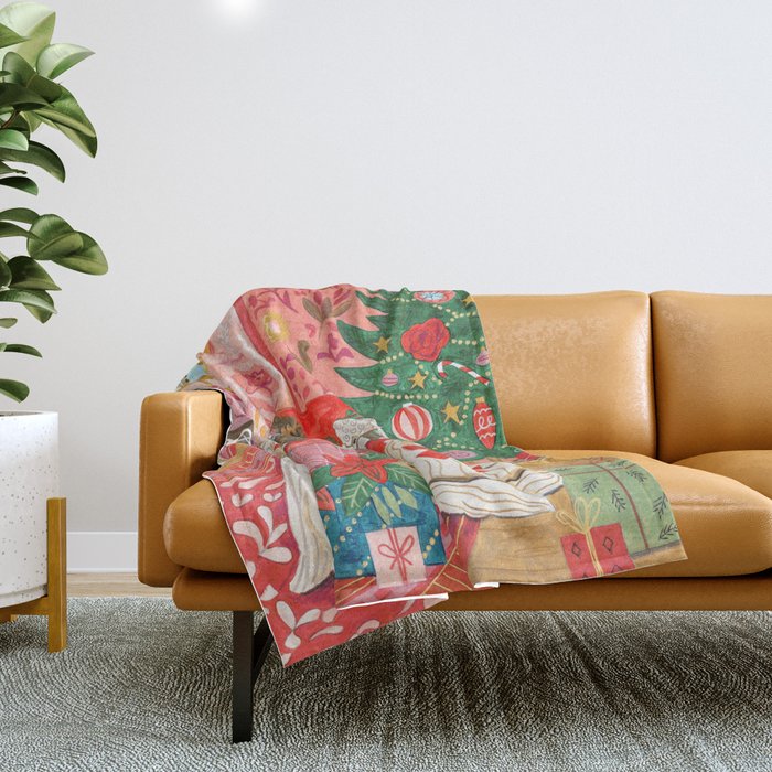 Dogs in cosy living room in bright colours Throw Blanket Gallery Image 1