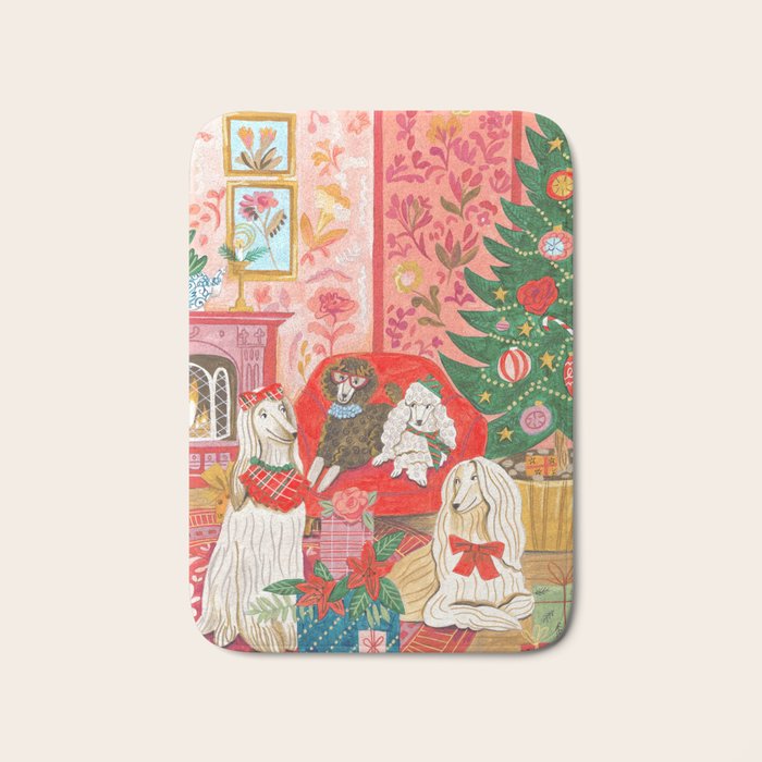 Dogs in cosy living room in bright colours Bath Mat Gallery Image 1