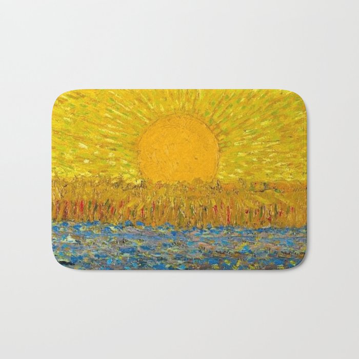 Van Gogh Sunrise over golden fields of wheat; Provence, France landscape painting Bath Mat Gallery Image 1