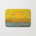 Van Gogh Sunrise over golden fields of wheat; Provence, France landscape painting Bath Mat Gallery Image 1