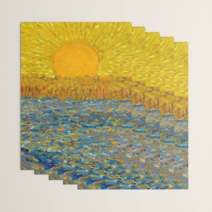 Van Gogh Sunrise over golden fields of wheat; Provence, France landscape painting Wrapping Paper Gallery Image 3