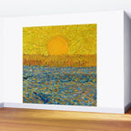 Van Gogh Sunrise over golden fields of wheat; Provence, France landscape painting Wall Mural Gallery Image 2