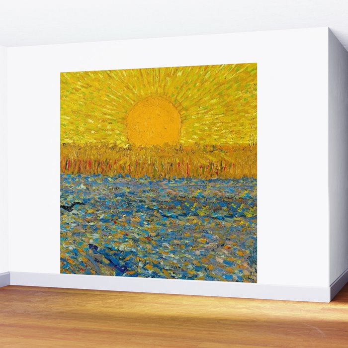 Van Gogh Sunrise over golden fields of wheat; Provence, France landscape painting Wall Mural Gallery Image 2