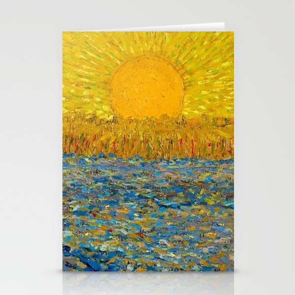 Van Gogh Sunrise over golden fields of wheat; Provence, France landscape painting Stationery Card Gallery Image 2