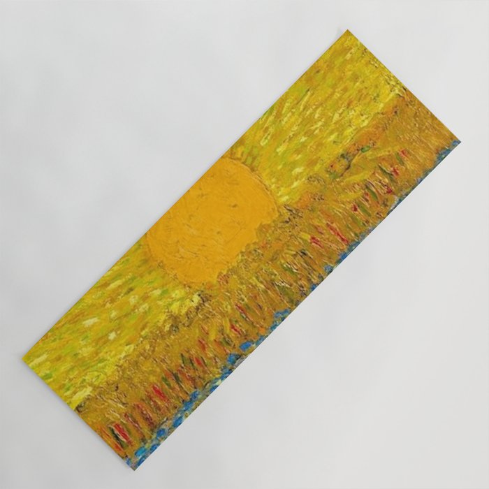 Van Gogh Sunrise over golden fields of wheat; Provence, France landscape painting Yoga Mat Gallery Image 1