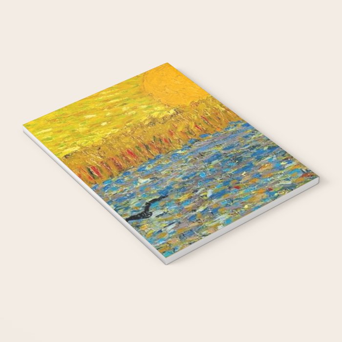Van Gogh Sunrise over golden fields of wheat; Provence, France landscape painting Notebook Gallery Image 3