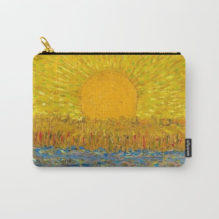 Van Gogh Sunrise over golden fields of wheat; Provence, France landscape painting Carry All Pouch Gallery Image 1