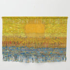Van Gogh Sunrise over golden fields of wheat; Provence, France landscape painting Wall Hanging Gallery Image 1