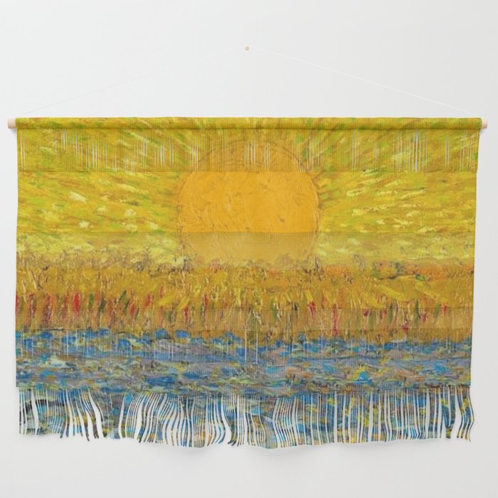 Van Gogh Sunrise over golden fields of wheat; Provence, France landscape painting Wall Hanging Gallery Image 1