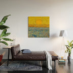 Van Gogh Sunrise over golden fields of wheat; Provence, France landscape painting Wood Wall Art Gallery Image 2