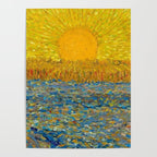 Van Gogh Sunrise over golden fields of wheat; Provence, France landscape painting Poster Gallery Image 4