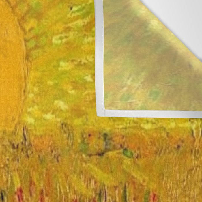Van Gogh Sunrise over golden fields of wheat; Provence, France landscape painting Wall Tapestry Gallery Image 3