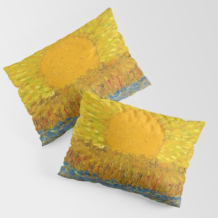 Van Gogh Sunrise over golden fields of wheat; Provence, France landscape painting Pillow Sham Gallery Image 3