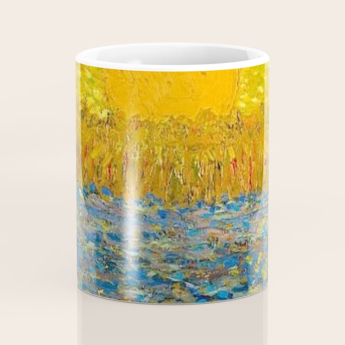 Van Gogh Sunrise over golden fields of wheat; Provence, France landscape painting Coffee Mug Gallery Image 4