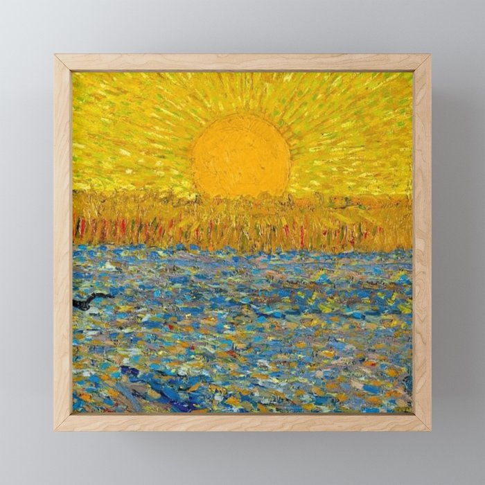 Van Gogh Sunrise over golden fields of wheat; Provence, France landscape painting Mini Art Print Gallery Image 1