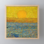 Van Gogh Sunrise over golden fields of wheat; Provence, France landscape painting Mini Art Print Gallery Image 1