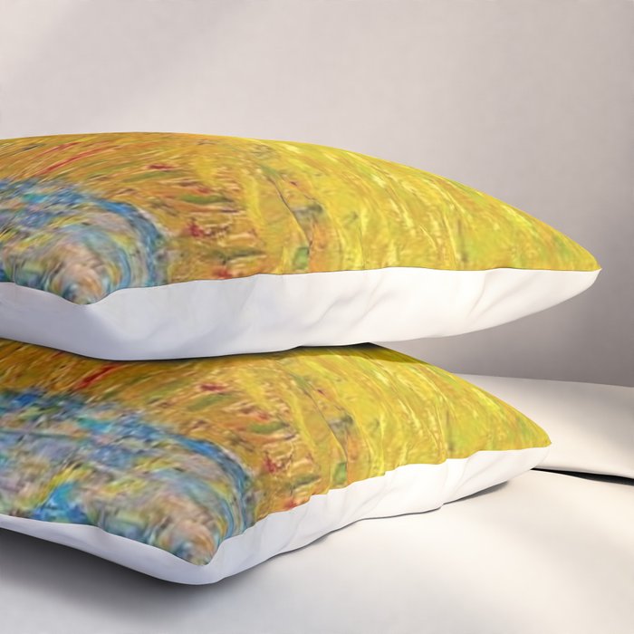 Van Gogh Sunrise over golden fields of wheat; Provence, France landscape painting Pillow Sham Gallery Image 3