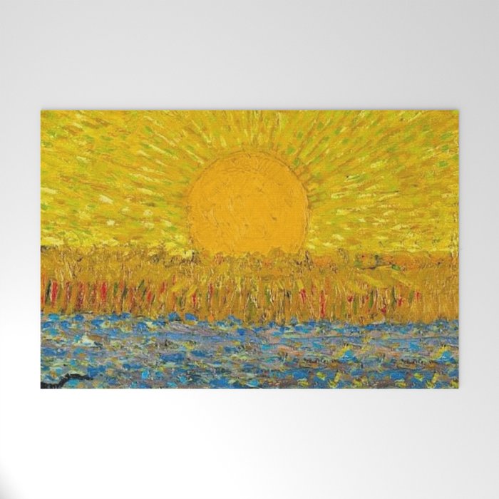 Van Gogh Sunrise over golden fields of wheat; Provence, France landscape painting Welcome Mat Gallery Image 1