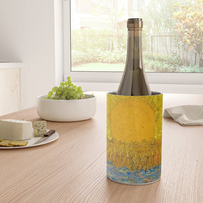 Van Gogh Sunrise over golden fields of wheat; Provence, France landscape painting Wine Chiller Gallery Image 4