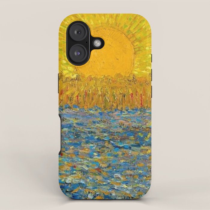 Van Gogh Sunrise over golden fields of wheat; Provence, France landscape painting iPhone Case Gallery Image 1