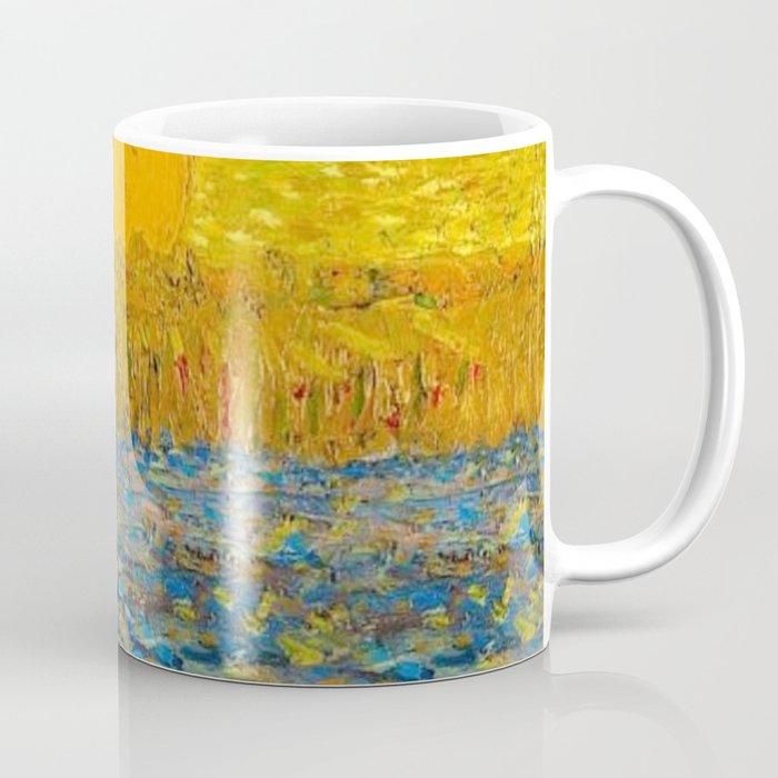 Van Gogh Sunrise over golden fields of wheat; Provence, France landscape painting Coffee Mug Gallery Image 1