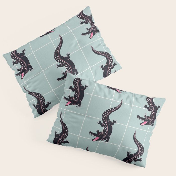 Crocodile - Mint Pillow Sham Gallery Image 1