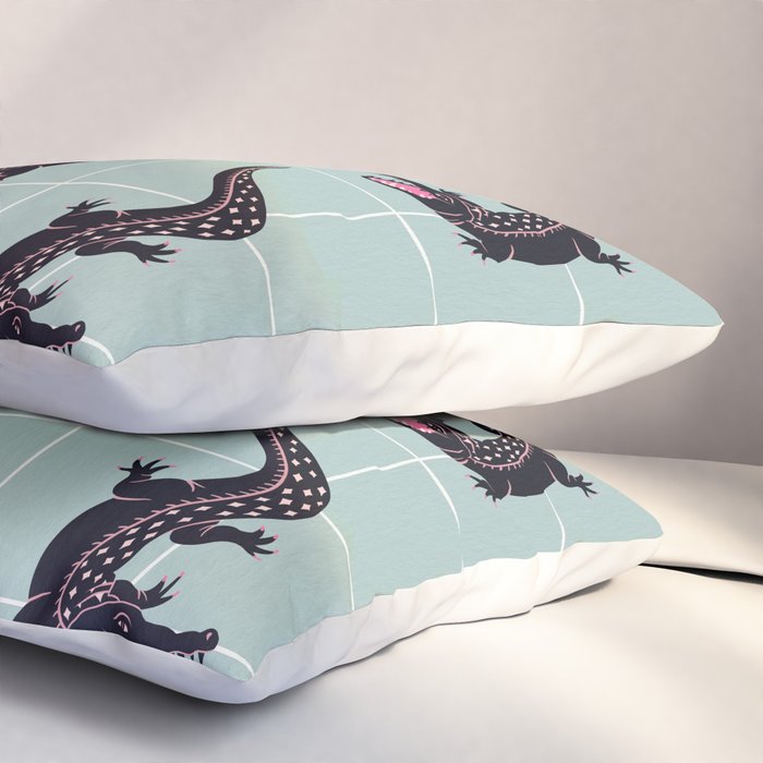 Crocodile - Mint Pillow Sham Gallery Image 3